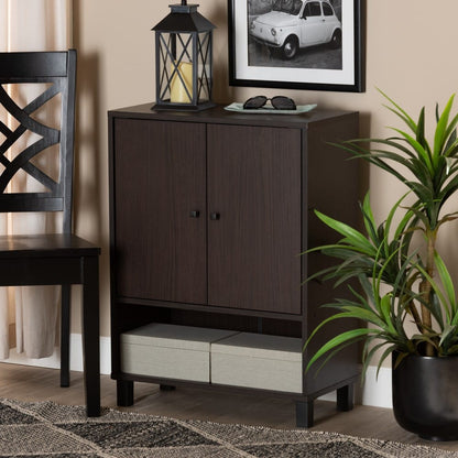 Baxton Studio - Rossin Shoe Cabinet in Dark Brown/Black - ATSC1613-Modi Wenge-Shoe Cabinet view 7