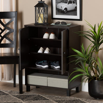 Baxton Studio - Rossin Shoe Cabinet in Dark Brown/Black - ATSC1613-Modi Wenge-Shoe Cabinet view 8