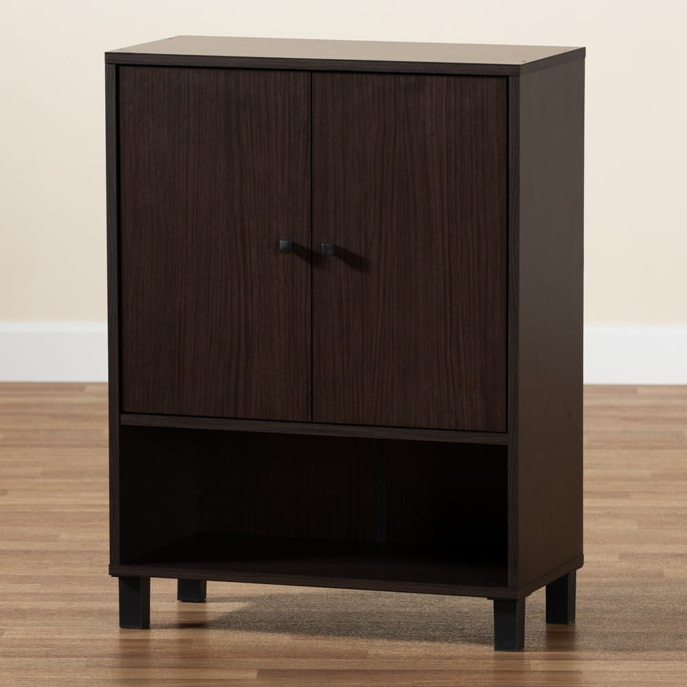 Baxton Studio - Rossin Shoe Cabinet in Dark Brown/Black - ATSC1613-Modi Wenge-Shoe Cabinet view 9