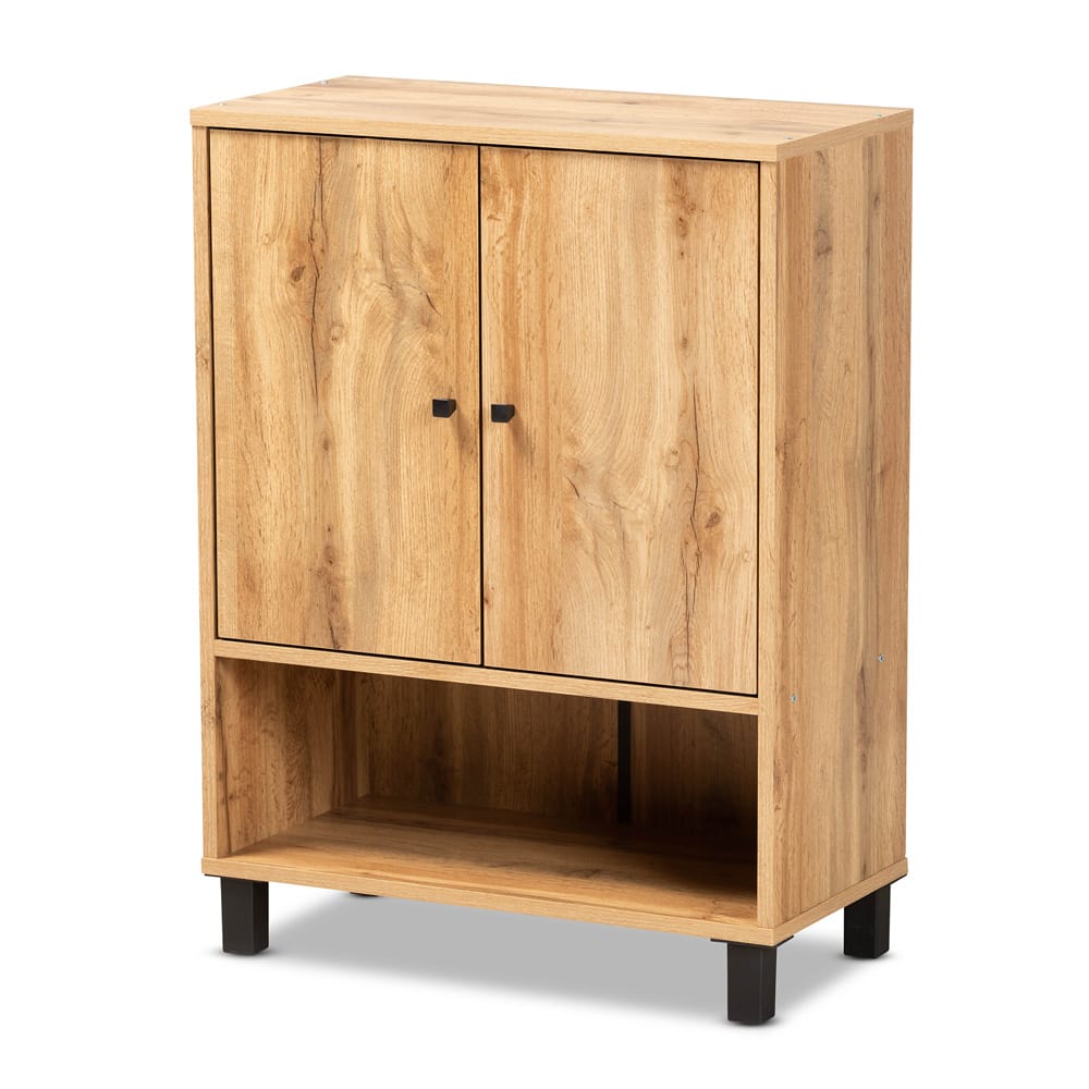 Baxton Studio - Rossin Shoe Cabinet in Oak/Black - ATSC1613-Wotan Oak-Shoe Cabinet view 1