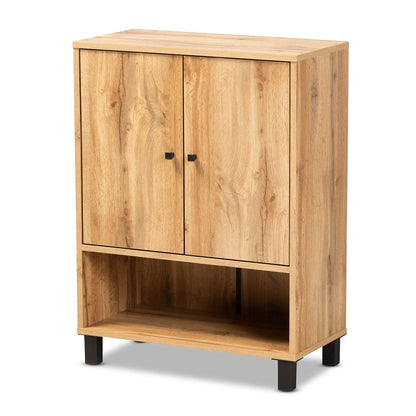 Baxton Studio - Rossin Shoe Cabinet in Oak/Black - ATSC1613-Wotan Oak-Shoe Cabinet view 1