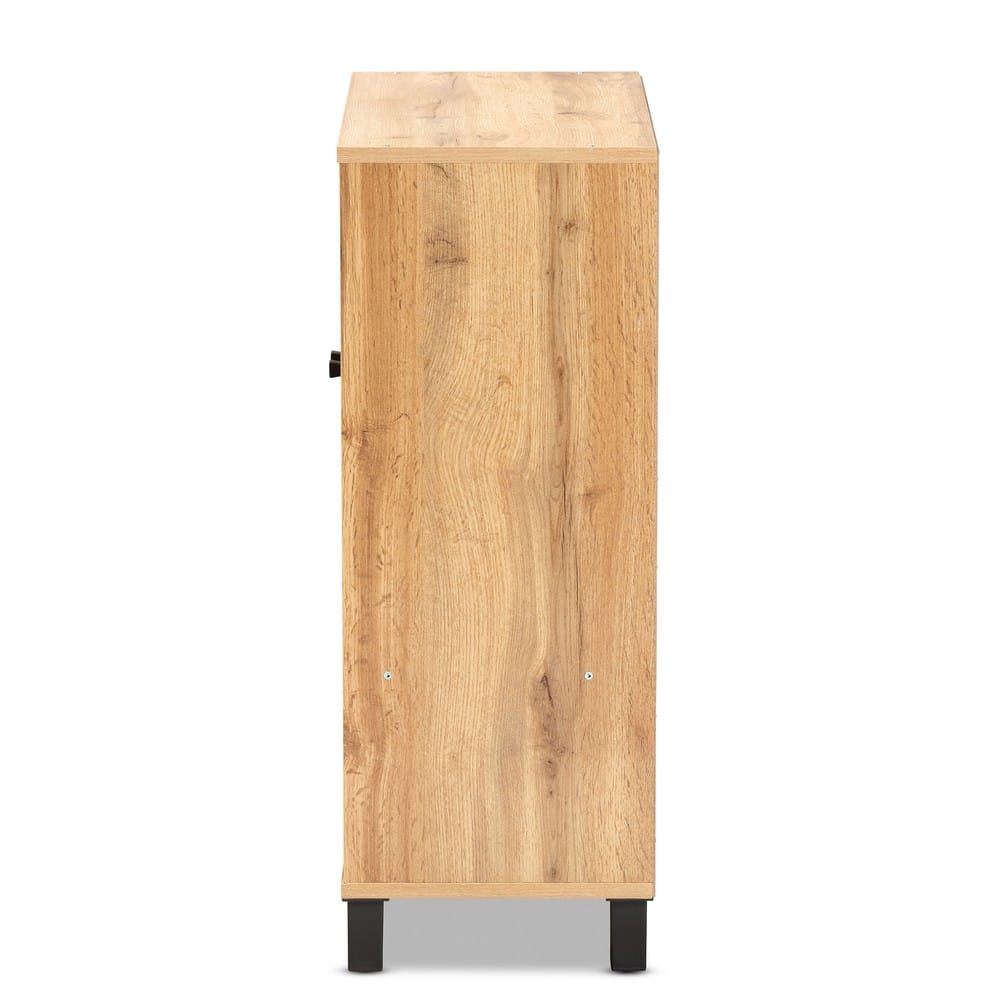 Baxton Studio - Rossin Shoe Cabinet in Oak/Black - ATSC1613-Wotan Oak-Shoe Cabinet view 4