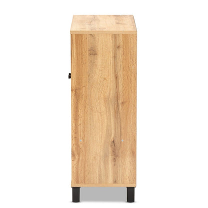 Baxton Studio - Rossin Shoe Cabinet in Oak/Black - ATSC1613-Wotan Oak-Shoe Cabinet view 4