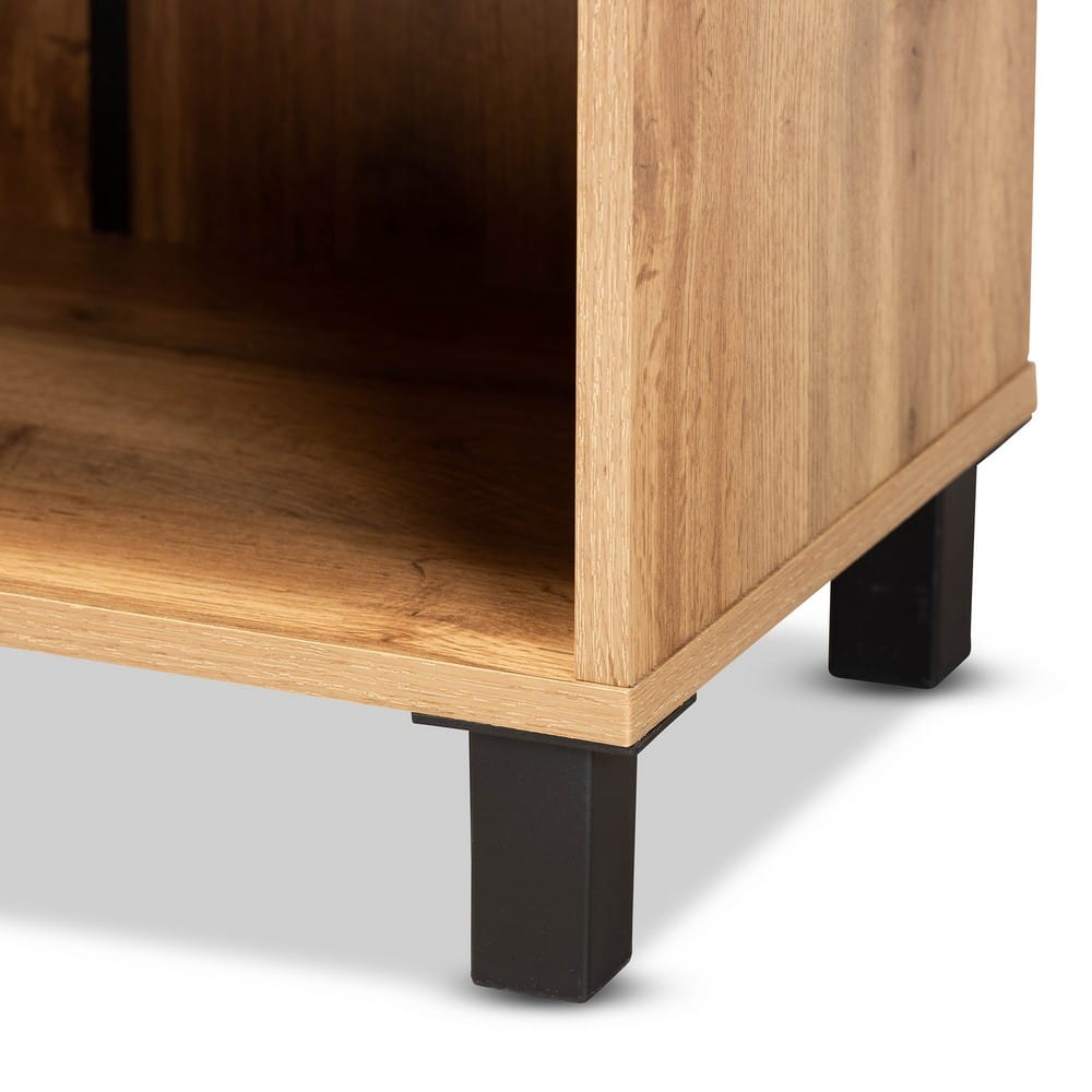 Baxton Studio - Rossin Shoe Cabinet in Oak/Black - ATSC1613-Wotan Oak-Shoe Cabinet view 6