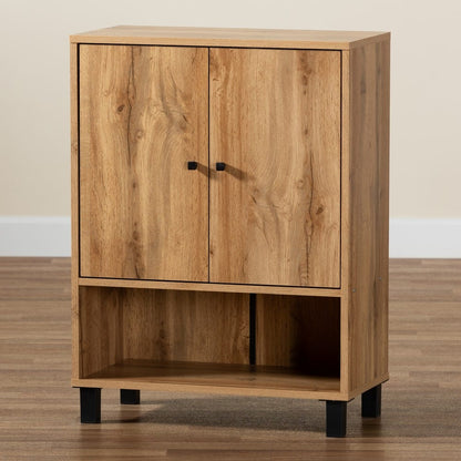 Baxton Studio - Rossin Shoe Cabinet in Oak/Black - ATSC1613-Wotan Oak-Shoe Cabinet view 9