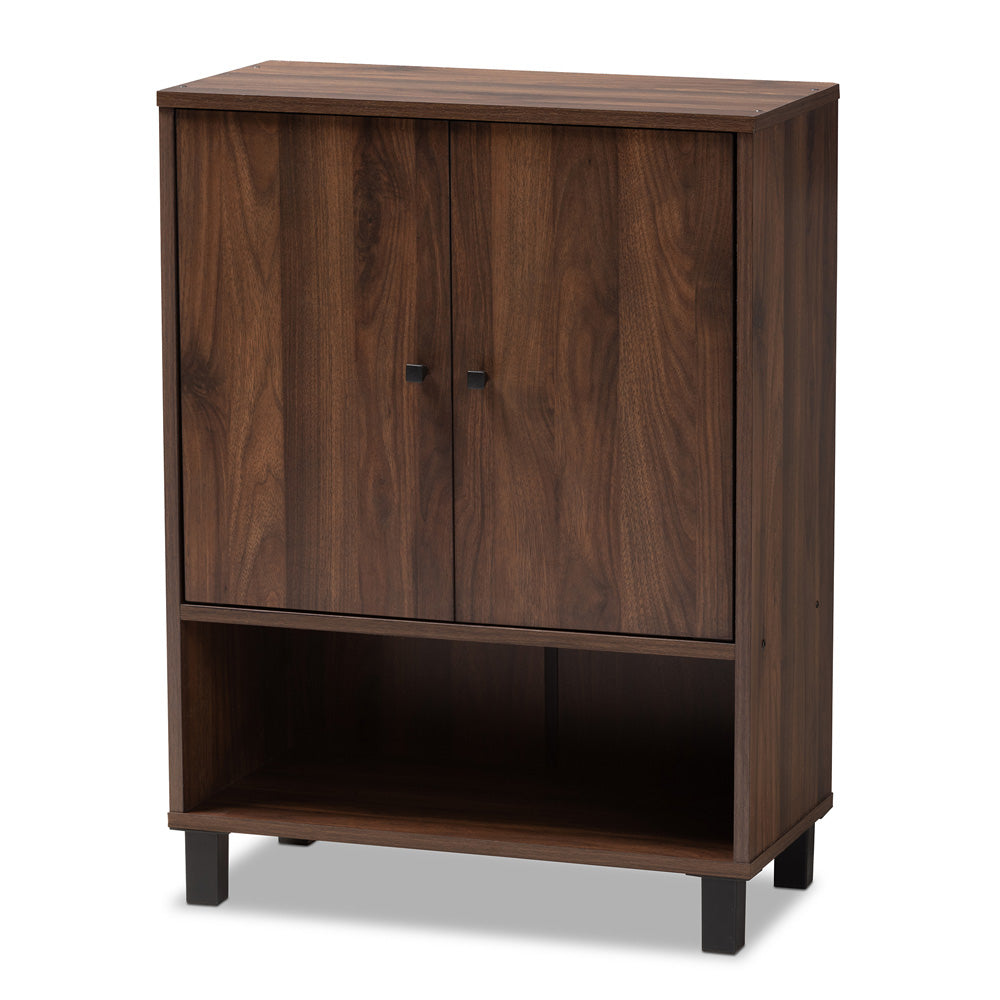 Baxton Studio - Rossin Shoe Cabinet in Walnut - ATSC1613-Columbia-Shoe Cabinet view 1