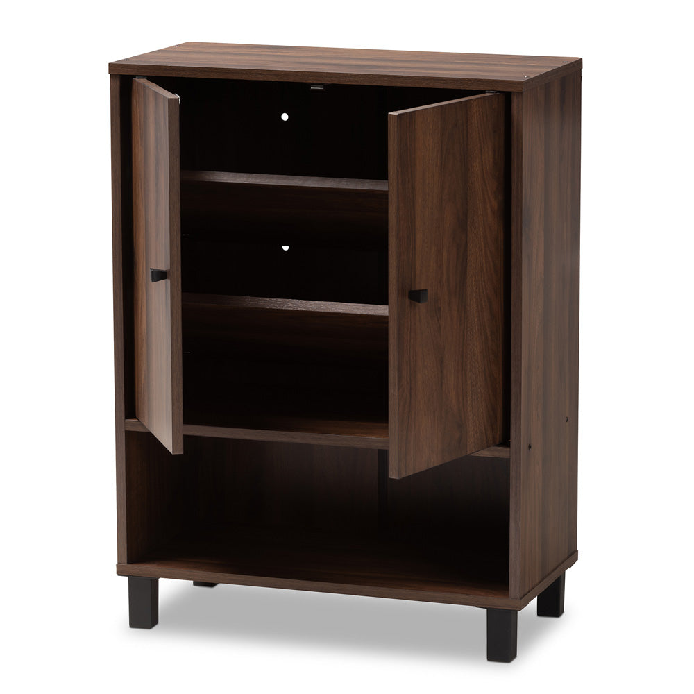 Baxton Studio - Rossin Shoe Cabinet in Walnut - ATSC1613-Columbia-Shoe Cabinet view 2