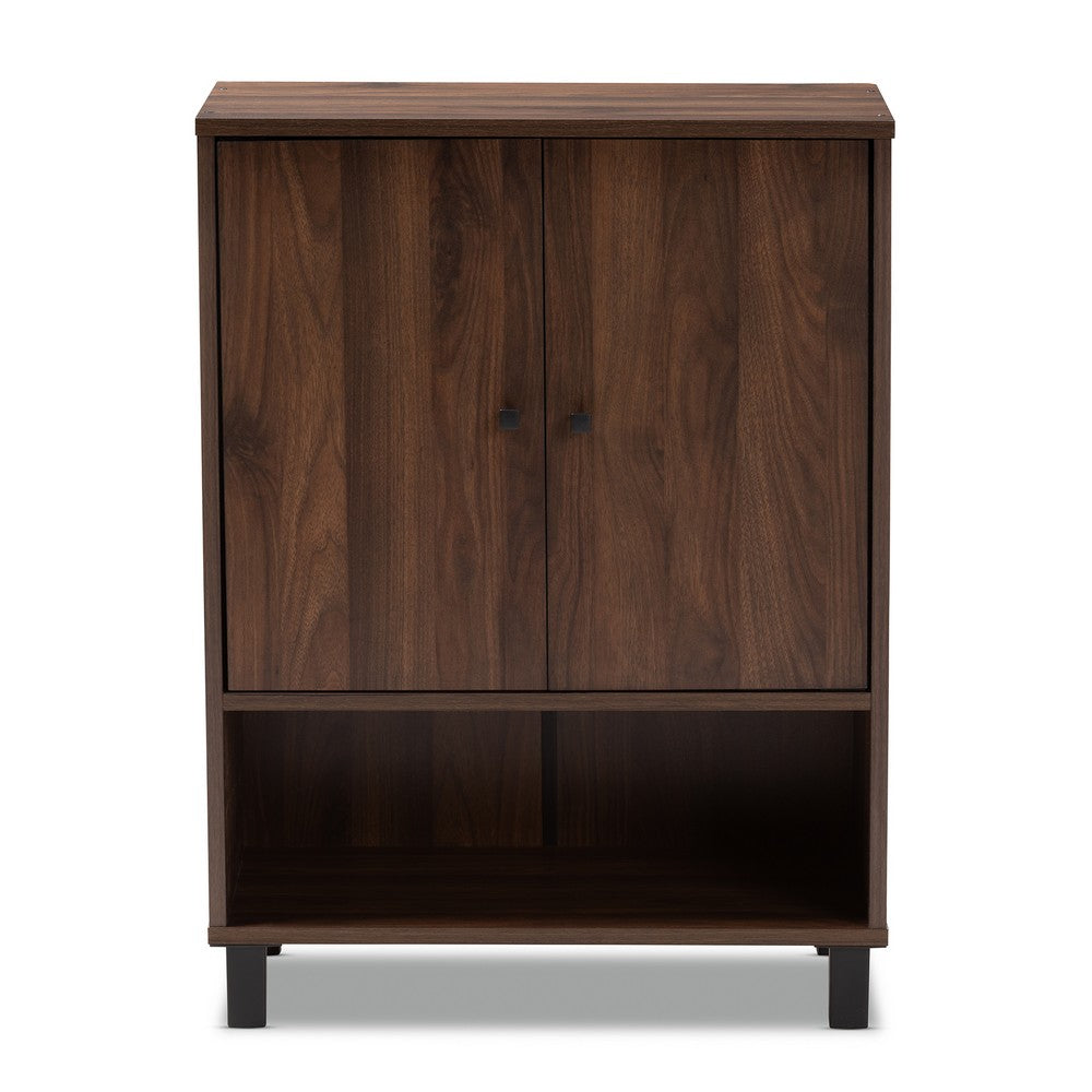 Baxton Studio - Rossin Shoe Cabinet in Walnut - ATSC1613-Columbia-Shoe Cabinet view 3