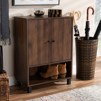 Baxton Studio - Rossin Shoe Cabinet in Walnut - ATSC1613-Columbia-Shoe Cabinet view 7
