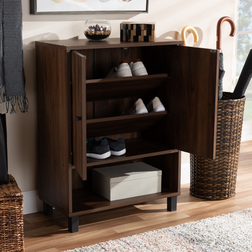 Baxton Studio - Rossin Shoe Cabinet in Walnut - ATSC1613-Columbia-Shoe Cabinet view 8