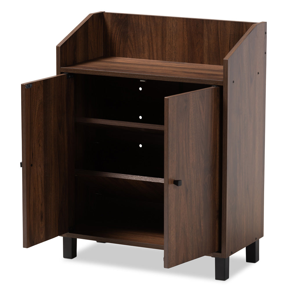 Baxton Studio - Rossin Shoe Cabinet in Walnut - ATSC1614-Columbia-Shoe Cabinet view 2