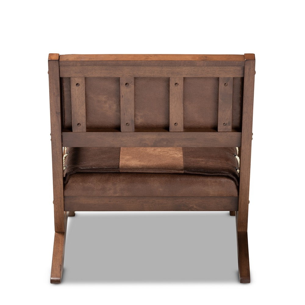 Baxton Studio - Rovelyn Chair in Brown/Walnut - Rovelyn-Dark Brown/Walnut-CC view 4