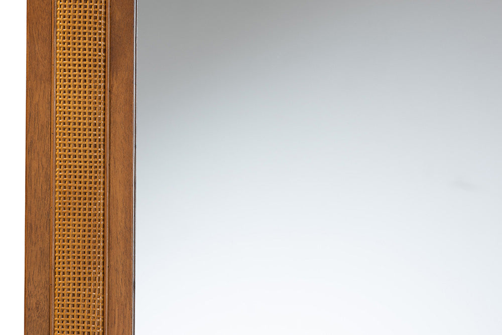 Baxton Studio - Rowanne Mirror - BBTM32 A1-Rattan/Walnut-Mirror view 3