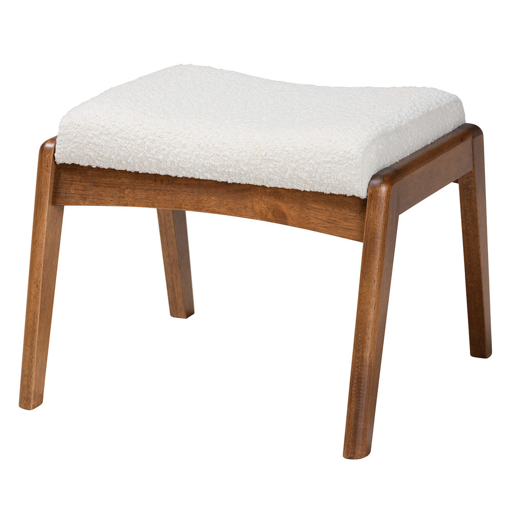 Baxton Studio - Roxy Footstool in Off-White/Walnut Brown - BBT5266-Cream/Walnut-Stool view 1