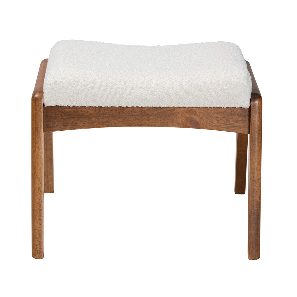 Baxton Studio - Roxy Footstool in Off-White/Walnut Brown - BBT5266-Cream/Walnut-Stool view 2