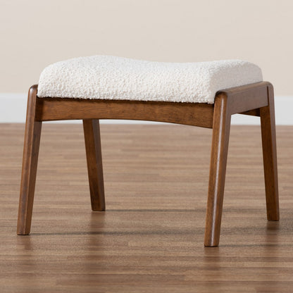 Baxton Studio - Roxy Footstool in Off-White/Walnut Brown - BBT5266-Cream/Walnut-Stool view 7