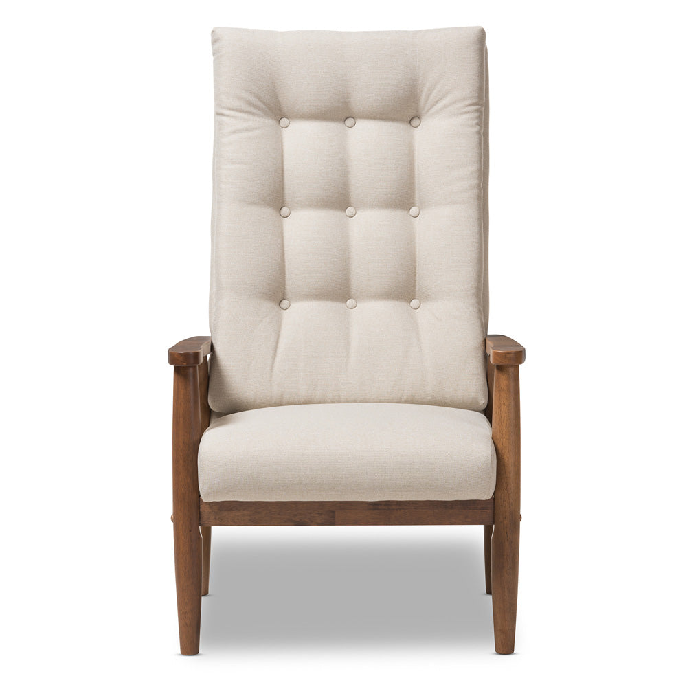 Baxton Studio - Roxy Living Room Chair in Light Beige/"Walnut" Brown - BBT5265-Light Beige-CC-6086-1 view 2
