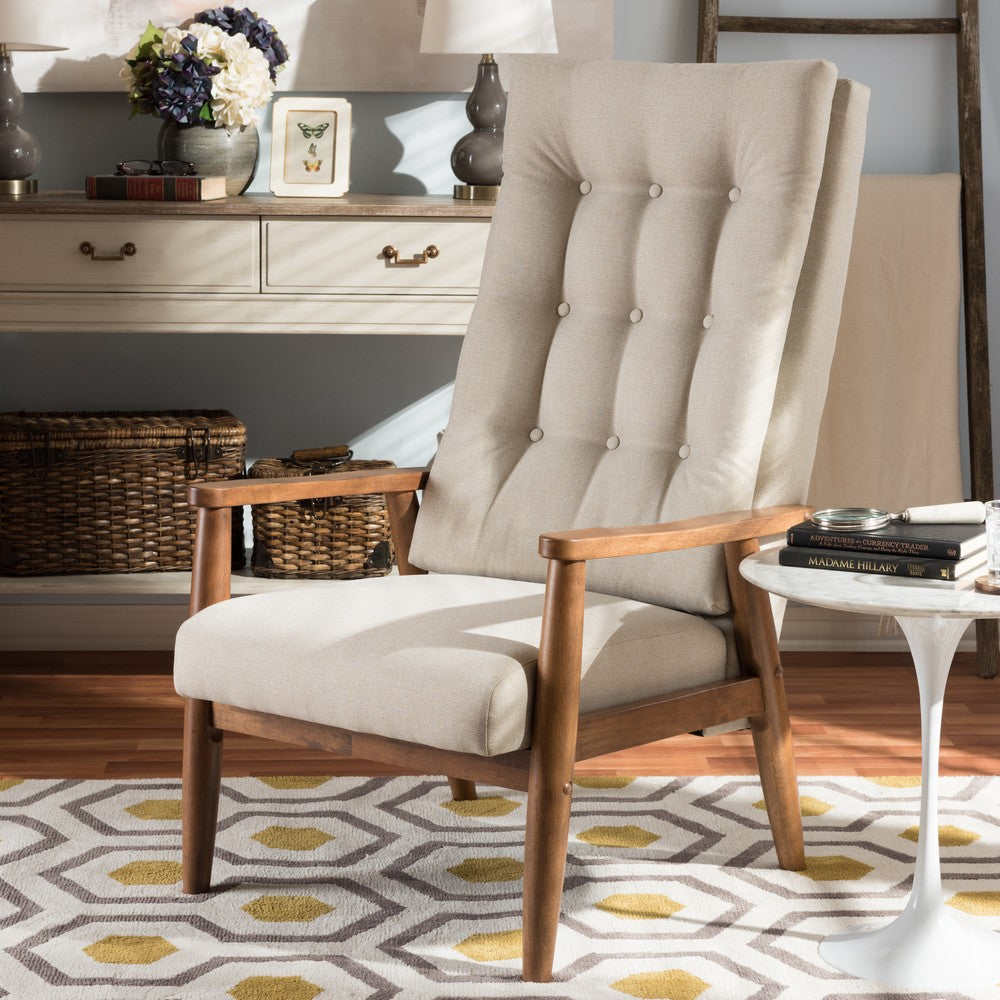 Baxton Studio - Roxy Living Room Chair in Light Beige/"Walnut" Brown - BBT5265-Light Beige-CC-6086-1 view 7