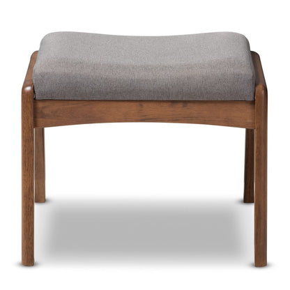 Baxton Studio - Roxy Ottoman in Grey/"Walnut" Brown - BBT5266-Grey-Stool-XD45 view 2