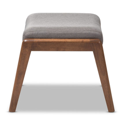 Baxton Studio - Roxy Ottoman in Grey/"Walnut" Brown - BBT5266-Grey-Stool-XD45 view 3