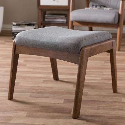 Baxton Studio - Roxy Ottoman in Grey/"Walnut" Brown - BBT5266-Grey-Stool-XD45 view 4