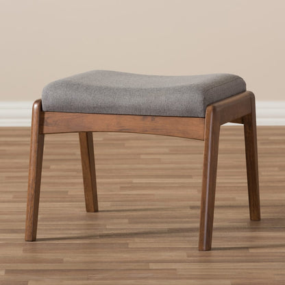 Baxton Studio - Roxy Ottoman in Grey/"Walnut" Brown - BBT5266-Grey-Stool-XD45 view 5