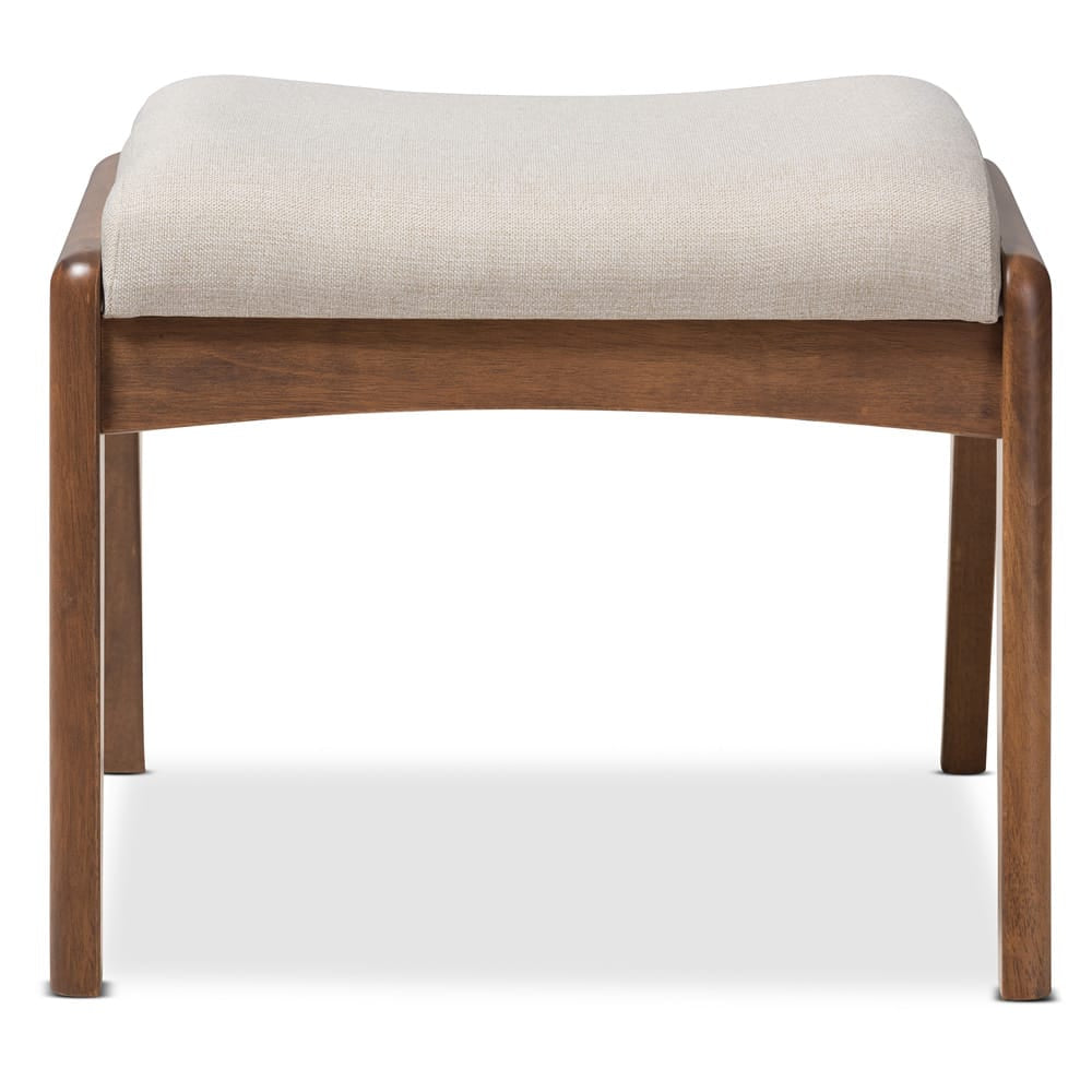 Baxton Studio - Roxy Ottoman in Light Beige/"Walnut" Brown - BBT5266-Light Beige-Stool-6086-1 view 2