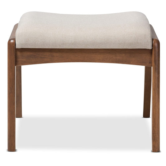 Baxton Studio - Roxy Ottoman in Light Beige/"Walnut" Brown - BBT5266-Light Beige-Stool-6086-1 view 2