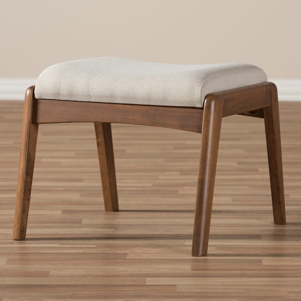 Baxton Studio - Roxy Ottoman in Light Beige/"Walnut" Brown - BBT5266-Light Beige-Stool-6086-1 view 5