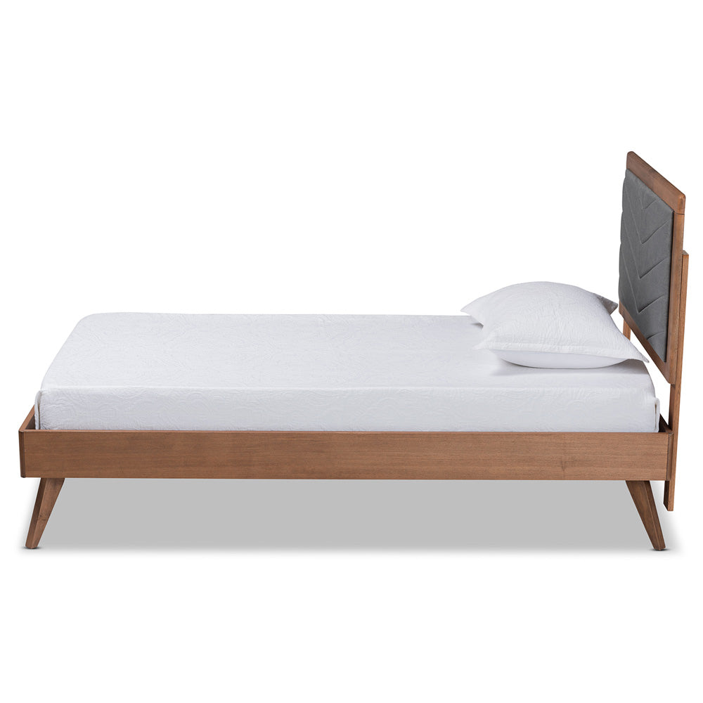 Baxton Studio - Roze Twin Size Bed in Dark Grey/Walnut Brown - Roze-Dark Grey/Walnut-Twin view 2