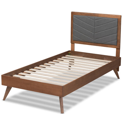 Baxton Studio - Roze Twin Size Bed in Dark Grey/Walnut Brown - Roze-Dark Grey/Walnut-Twin view 3