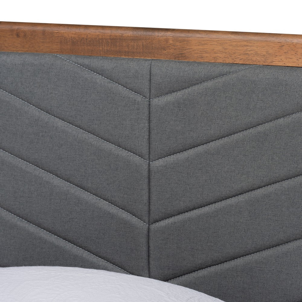 Baxton Studio - Roze Twin Size Bed in Dark Grey/Walnut Brown - Roze-Dark Grey/Walnut-Twin view 4