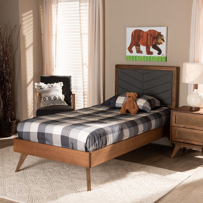 Baxton Studio - Roze Twin Size Bed in Dark Grey/Walnut Brown - Roze-Dark Grey/Walnut-Twin view 7