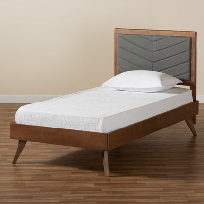 Baxton Studio - Roze Twin Size Bed in Dark Grey/Walnut Brown - Roze-Dark Grey/Walnut-Twin view 8