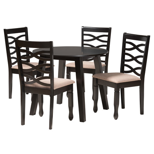 Baxton Studio - Ruby Dining Set in Beige/Dark Brown - Ruby-Sand/Dark Brown-5PC Dining Set view 1