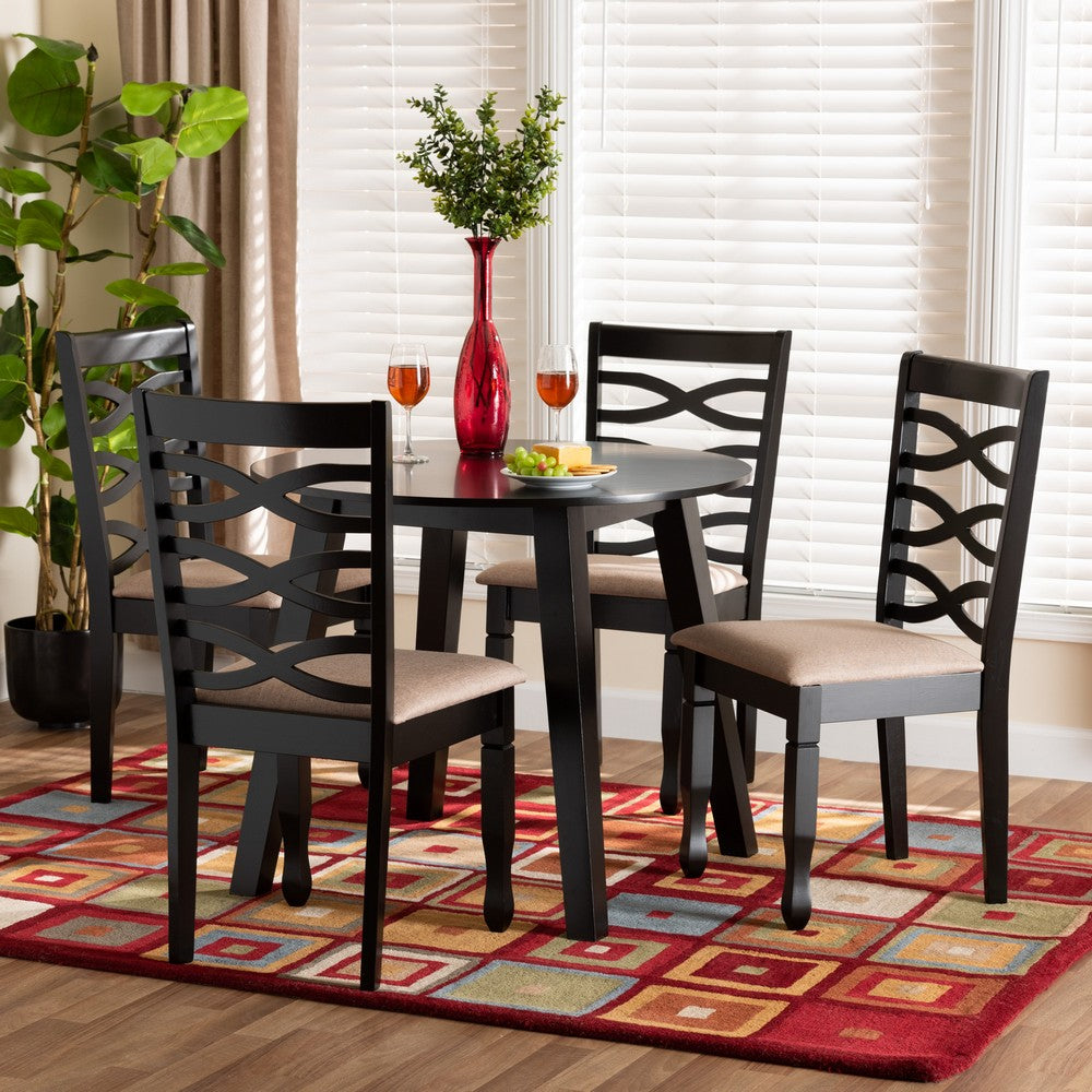 Baxton Studio - Ruby Dining Set in Beige/Dark Brown - Ruby-Sand/Dark Brown-5PC Dining Set view 8