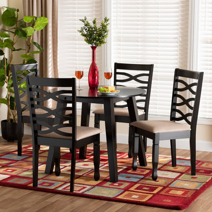 Baxton Studio - Ruby Dining Set in Beige/Dark Brown - Ruby-Sand/Dark Brown-5PC Dining Set view 8