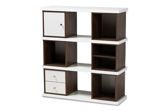 Baxton Studio - Rune Bookcase - DV 9990-00-Columbia/White-Bookcase view 1