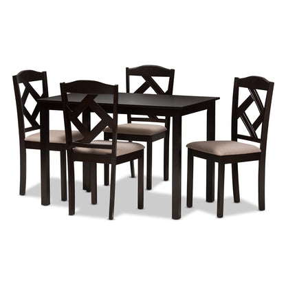Baxton Studio - Ruth Dining Set in Beige/Dark Brown - RH133C-Dark Brown/Sand Dining Set view 1