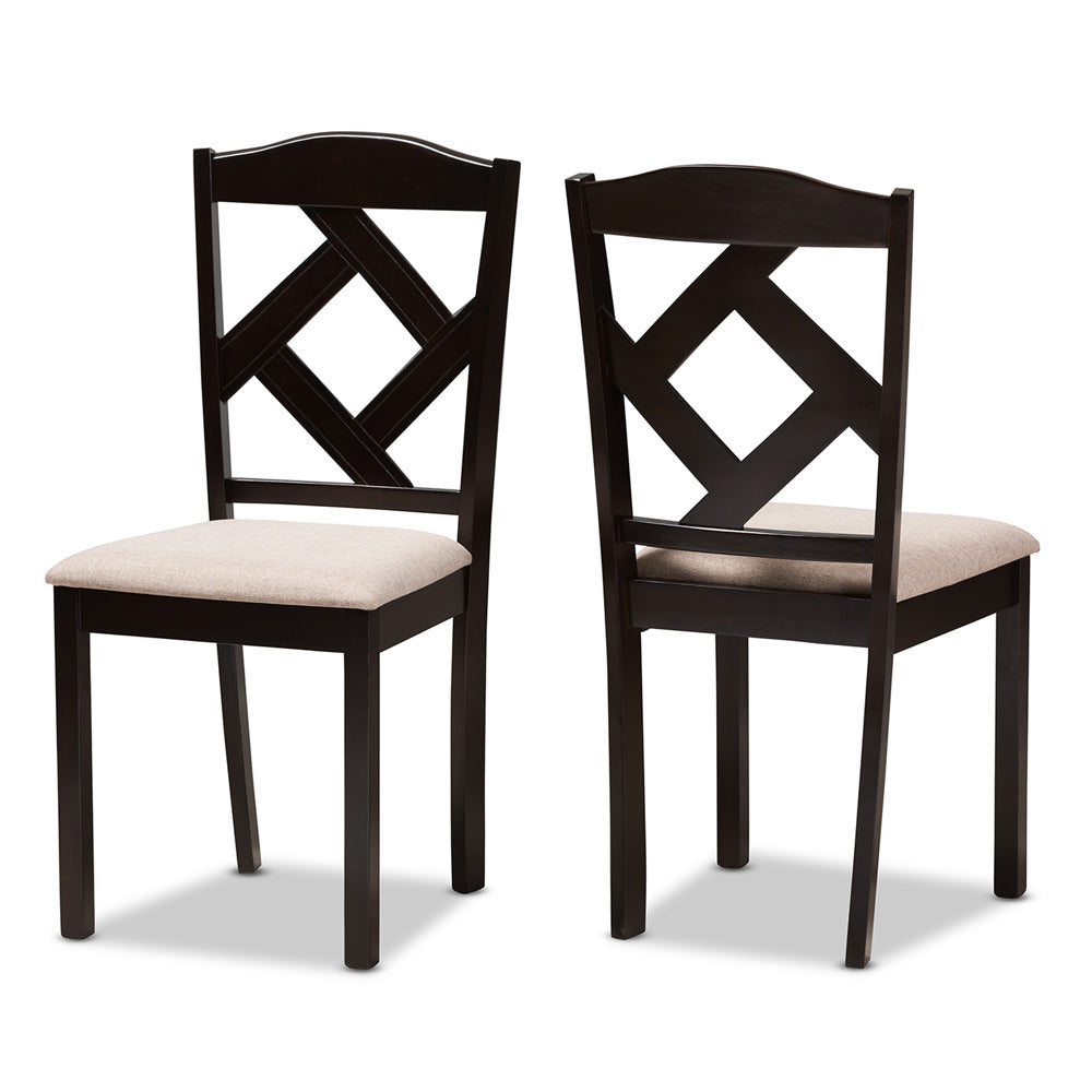 Baxton Studio - Ruth Dining Set in Beige/Dark Brown - RH133C-Dark Brown/Sand Dining Set view 2