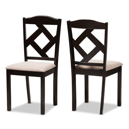 Baxton Studio - Ruth Dining Set in Beige/Dark Brown - RH133C-Dark Brown/Sand Dining Set view 2
