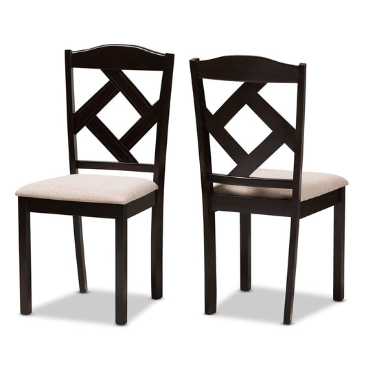 Baxton Studio - Ruth Dining Set in Beige/Dark Brown - RH133C-Dark Brown/Sand Dining Set view 2
