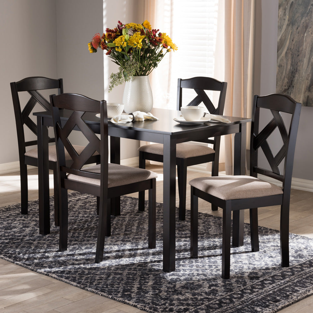 Baxton Studio - Ruth Dining Set in Beige/Dark Brown - RH133C-Dark Brown/Sand Dining Set view 5