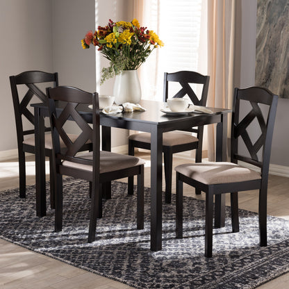 Baxton Studio - Ruth Dining Set in Beige/Dark Brown - RH133C-Dark Brown/Sand Dining Set view 5
