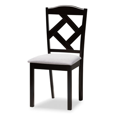 Baxton Studio - Ruth Dining Set in Grey/Dark Brown - Ruth-Grey/Dark Brown-7PC Dining Set view 2