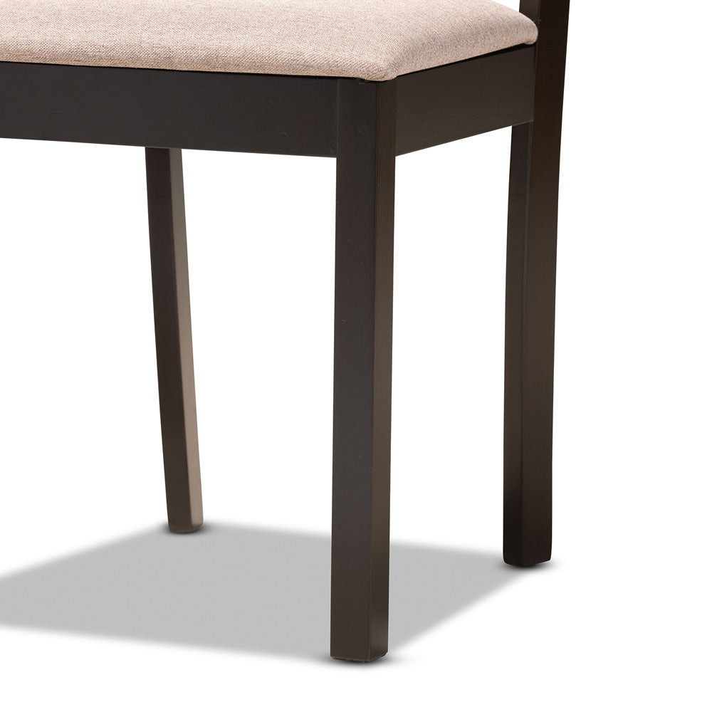 Baxton Studio - Ruth Dining Set in Sand/Dark Brown - Ruth-Sand/Dark Brown-7PC Dining Set view 6
