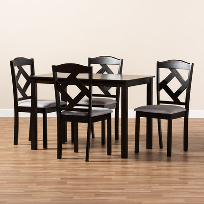 Baxton Studio - Ruth Dining Set in Table: Espresso Brown; Chairs: Grey/Espresso Brown - RH133C-Dark Brown/Grey Dining Set view 3