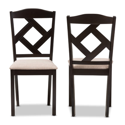 Baxton Studio - Ruth Set of 2 Dining Chairs in Beige/Dark Brown - RH133C-Dark Brown/Sand-DC view 2