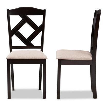 Baxton Studio - Ruth Set of 2 Dining Chairs in Beige/Dark Brown - RH133C-Dark Brown/Sand-DC view 3