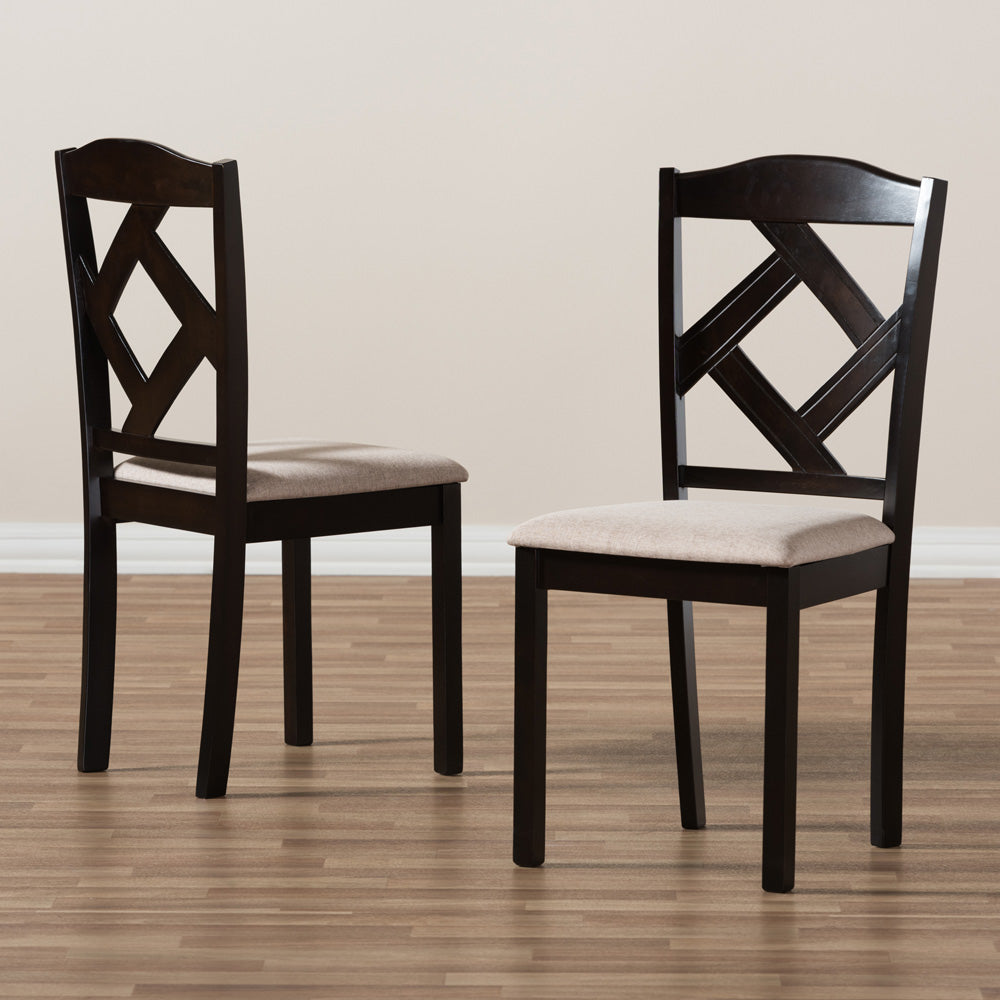 Baxton Studio - Ruth Set of 2 Dining Chairs in Beige/Dark Brown - RH133C-Dark Brown/Sand-DC view 6